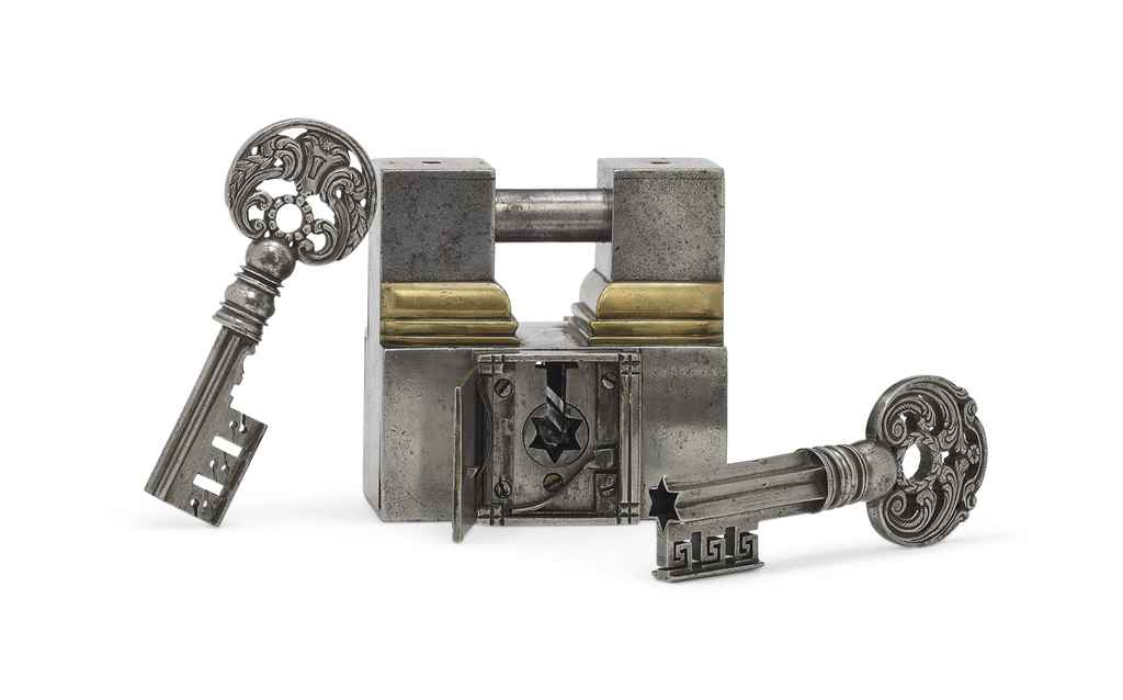 French Padlock with Two Keys